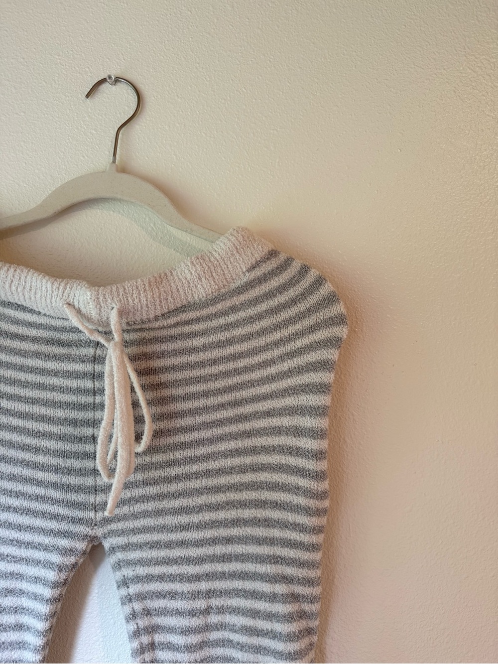 Cozy Striped Knit Pants - Gray & Cream
